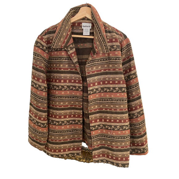 BONWORTH large jacket/blazer aztek print Brown,Mauroon,Beige Multi color, size L - Picture 1 of 5